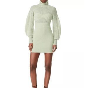 Hervé Léger Bustier Knit Mini Dress-White Color, not green as shown